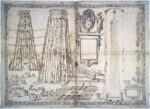 Giovanni Guerra, Innalzamento e abbassamento dell’obelisco con lo stemma di Sisto V, 1586, penna, pennello, inchiostro su tratti a pietra nera. Parigi, Beaux-Arts de Paris