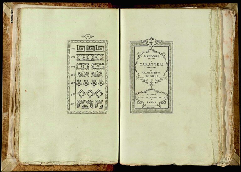 Giambattista Bodoni, Fregi e majuscole incise e fuse da Giambattista Bodoni direttore della Stamperia reale, A Parma, nella Stamperia stessa, 1771