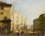 Giovanni Migliara, Veduta di Piazza del Duomo in Milano, 1828, olio su tela, 47x61 cm, Collezione Fondazione Cariplo