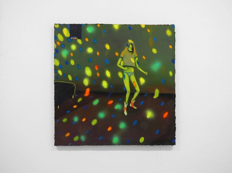Giuliana Rosso, Falene verdi e blu, 2020, olio su tela, 100x100 cm. Courtesy l’artista