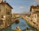 Giuseppe Canella, Veduta del canale Naviglio preso sul ponte di San Marco in Milano, 1834, olio su tela, 65 x 82 cm, Collezione Fondazione Cariplo, Milano