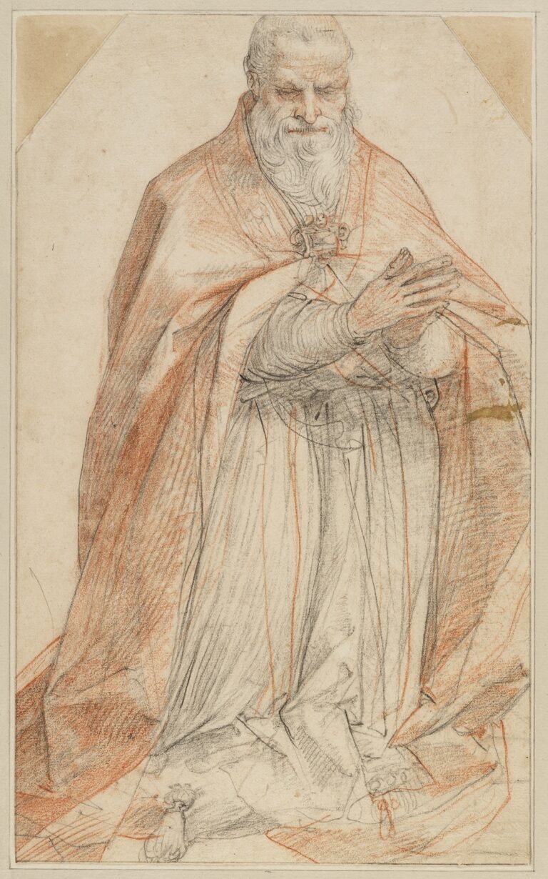 Giuseppe Cesari detto il Cavalier D’Arpino, Papa Sisto V inginocchiato in preghiera, 1588-89, pietra nera e rossa. Haarlem, Teylers Museum