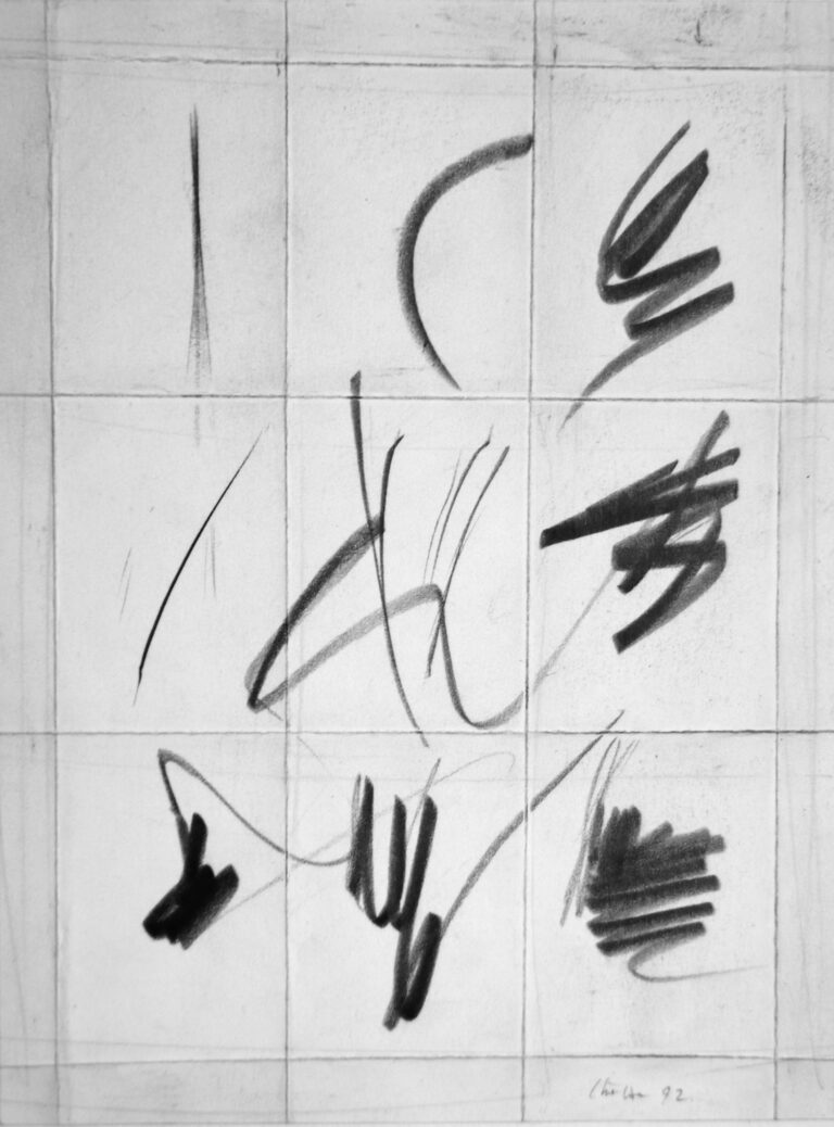 Guido Strazza, Gesto e segno, 1992, grafite su carta mm 185 x 148