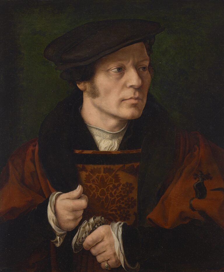 Joos Van Cleve, Portrait of a gentleman holding gloves. Courtesy Christie's Images Ltd