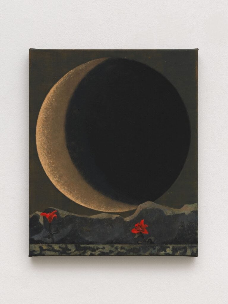Lenz Geerk, Moonpainting V, 2022, acrilico su tela, 55x45 cm. Photo by Alessandro Zambianchi, courtesy MASSIMODECARLO
