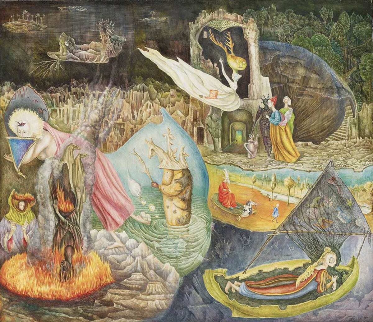 Leonora Carrington, I piaceri di Dagoberto, 1945, esposta alla Peggy Guggenheim Collection di Venezia