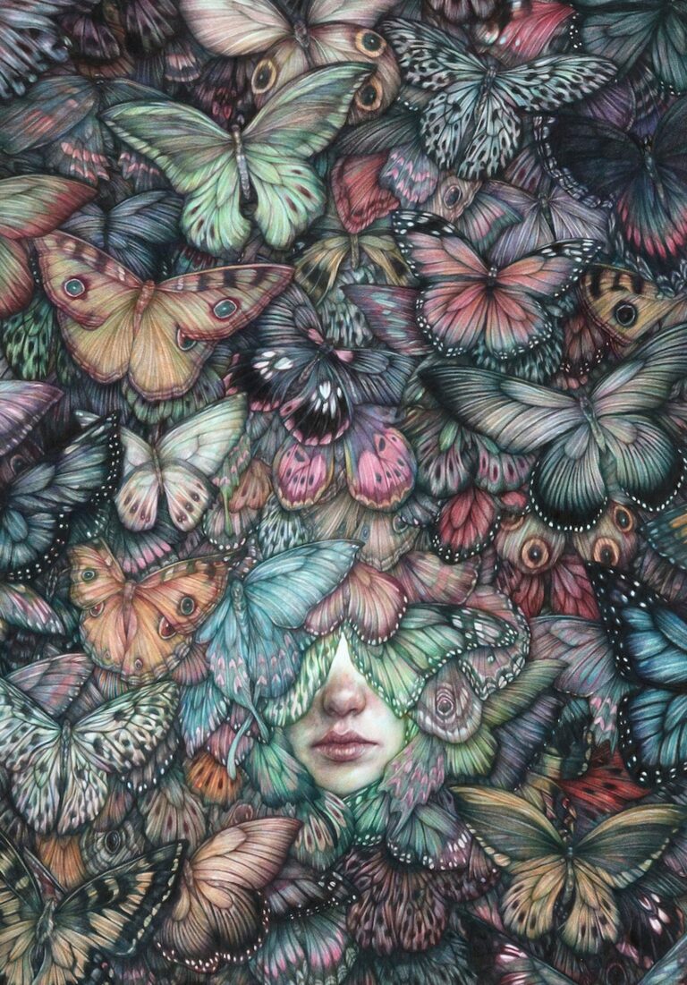 Marco Mazzoni, Hyperfocus, 2022, matite colorate su carta, cm 65x46