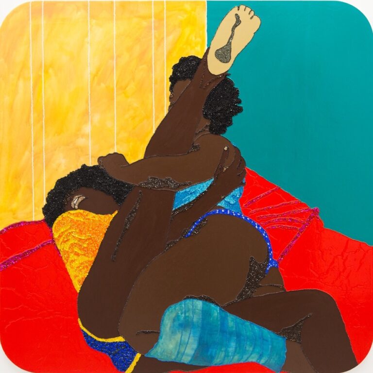 Mickalene Thomas, Never change lovers the middle of the night, 2006, tecnica mista