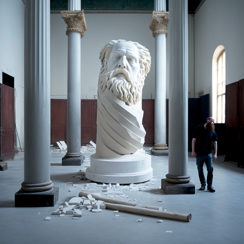 Midjourney, Ai Weiwei, The Death of Socrates, installation site specific