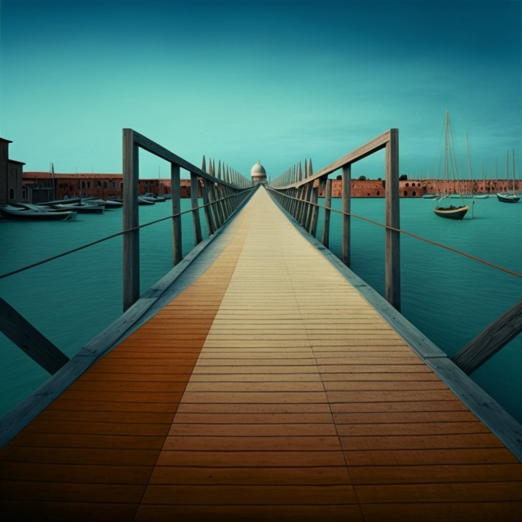 Midjourney, Gian Maria Tosatti, The Bridge, Venice Biennale, wooden bridge