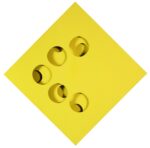 Paolo Scheggi, Intersuperficie, 1966, Acrilico giallo su tre tele sovrapposte, 60 x 60 x 5,5 cm, Collezione Franca e Cosima Scheggi, Milano