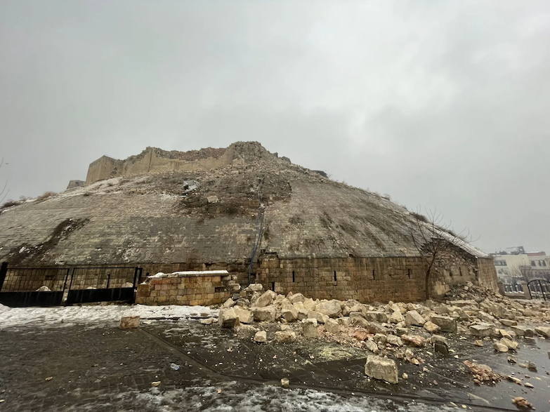 A view of the damaged Gaziantep Castle after an earthquake hit Turkey Photo Mehmet Akif ParlakAnadolu Agency via Getty Images