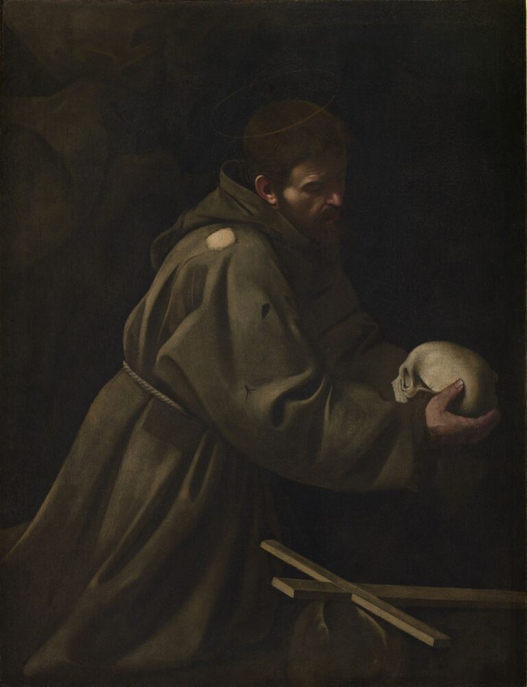 Caravaggio (Milano, 1571 - Porto Ercole, 1610), San Francesco in meditazione,1606-1607, Olio su tela. Courtesy Gallerie Nazionali di Arte Antica, Palazzo Barberini, Roma