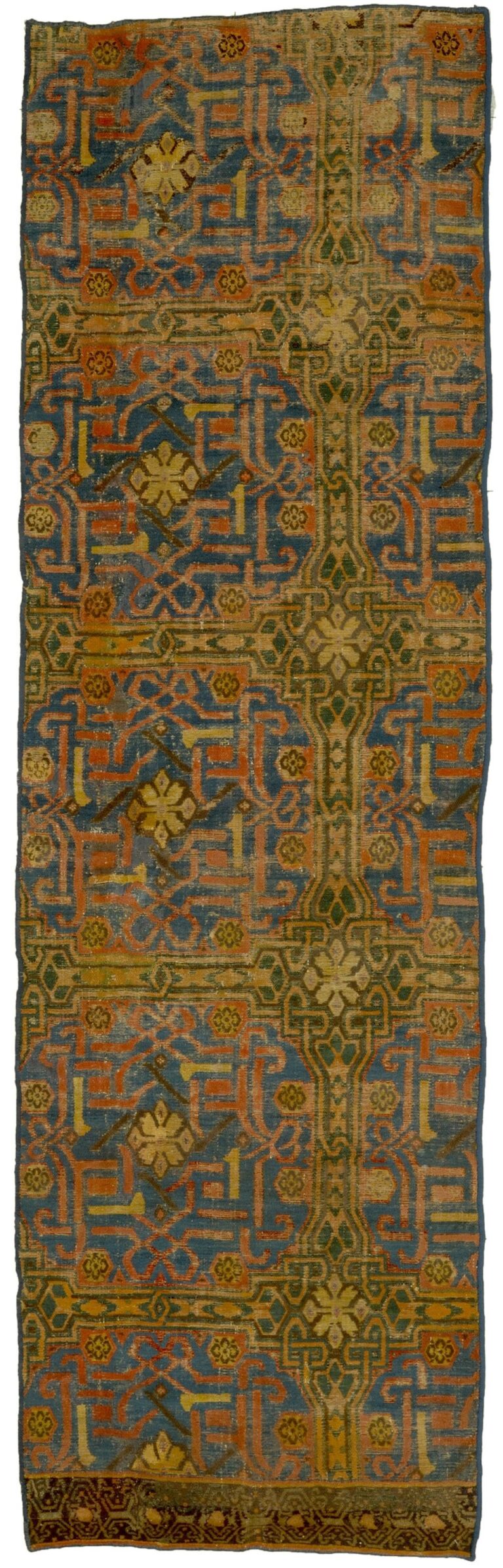 Frammento di un tappeto Mudéjar con disegno geometrico, Spagna, XV secolo. Galleria Moshe Tabibnia, Milano