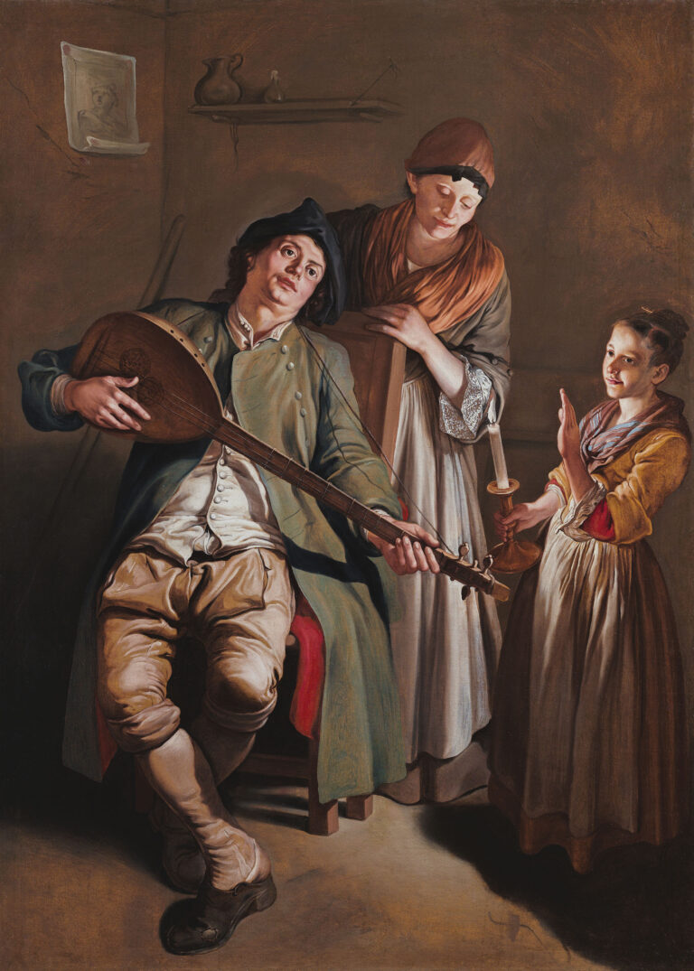 Giacomo Ceruti, Il suonatore di colascione, olio su tela, 197 x 144 cm. Collezione privata