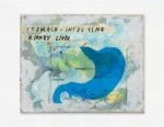 Henrik Olesen, Stomach, intestine, kidney, liver, 2022, oil on canvas, painter butter, acrylic gel medium, paper, inkjet on transparent film, Edding 750, tape