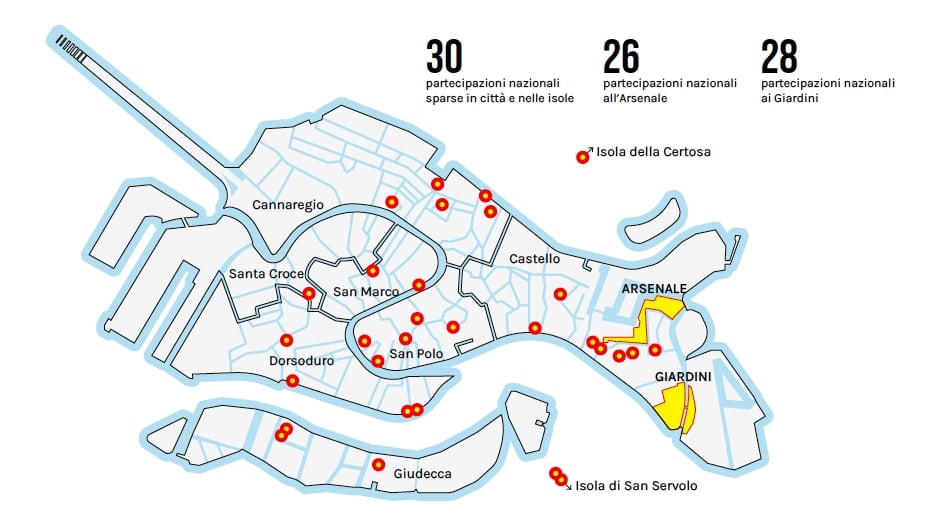 Le partecipazioni nazionali alla Biennale Arti Visive di Venezia nel 2022 © Artribune Magazine