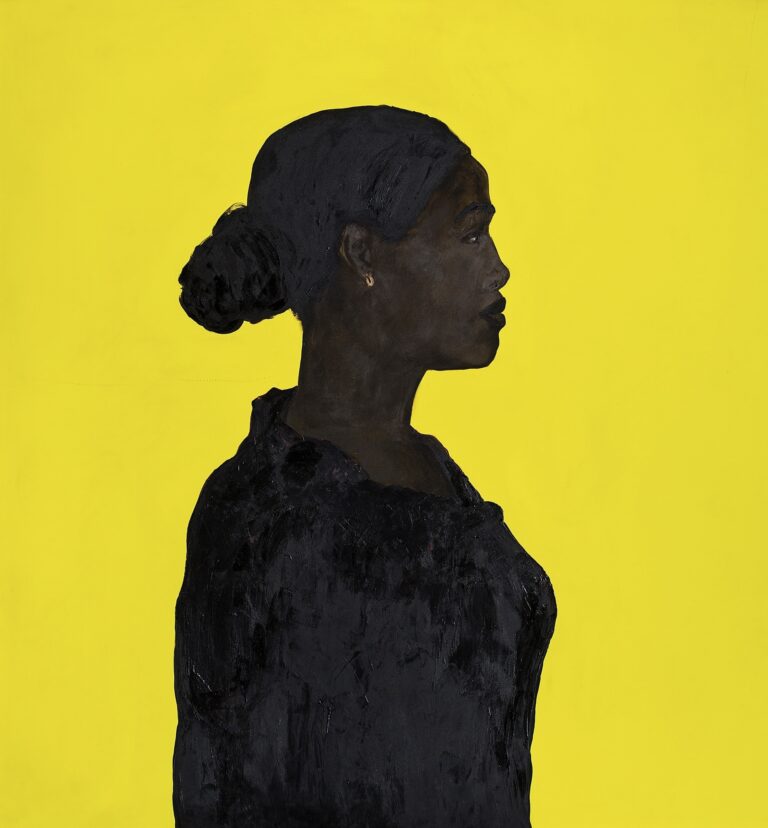 M'barek Bouhchichi, Aicha, 2022, Mixed media on rubber, 118 x 116 cm. Courtesy L'Atelier 21 Art Gallery, Casablanca. min