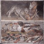 Mosaico raffigurante un gatto ritrovato alla Casa del Fauno di Pompei e custodito al Museo Archeologico Nazionale di Napoli