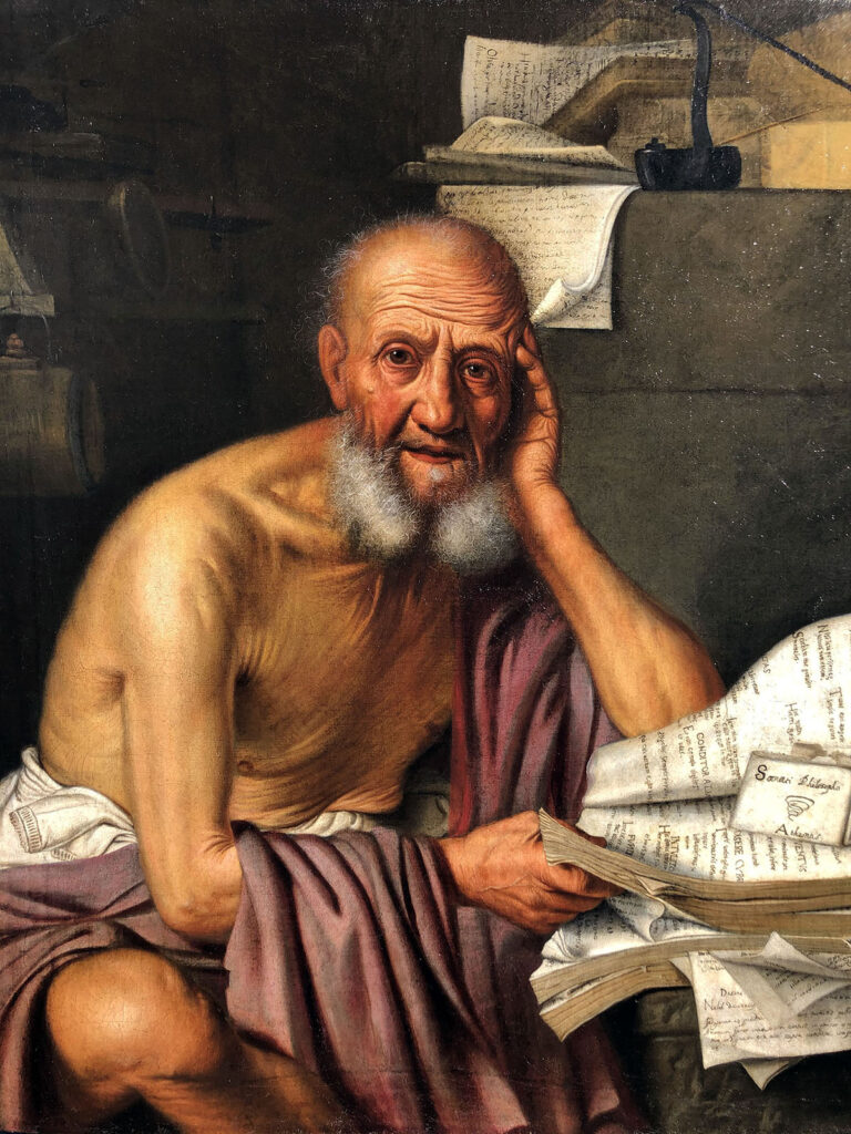 Pietro Bellotti, Socrate nello studio, olio su tela, 97 x 81 cm. Collezione privata
