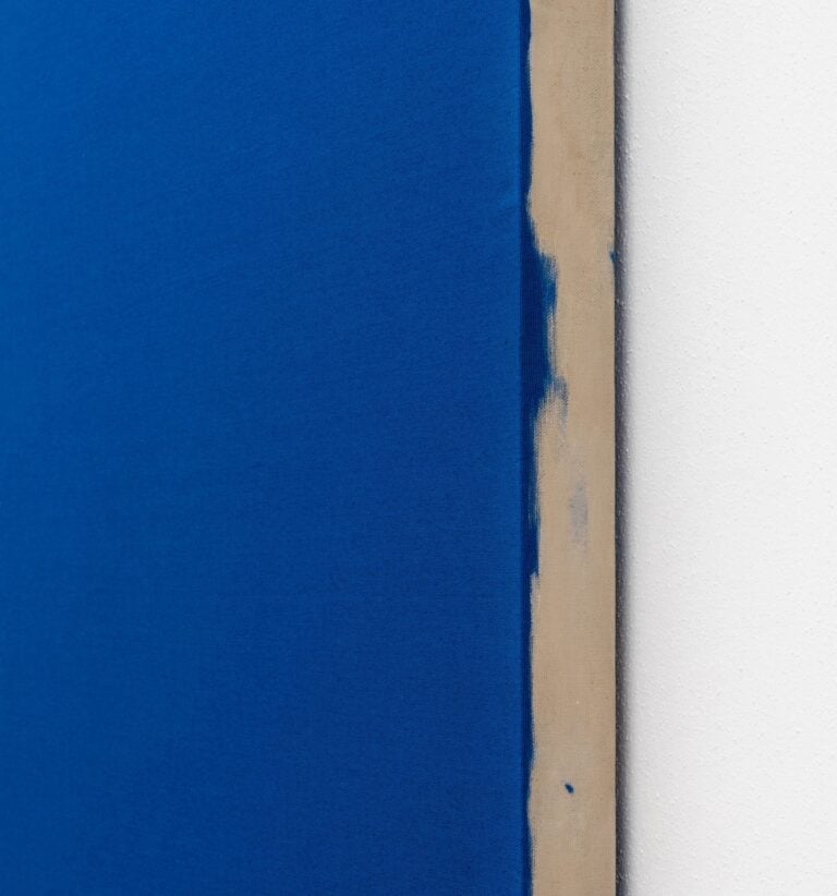 Tela su stoffa fondo blu, 2022, courtesy Galleria Fuoricampo, foto Ela Bialkowska, OKNOstudio