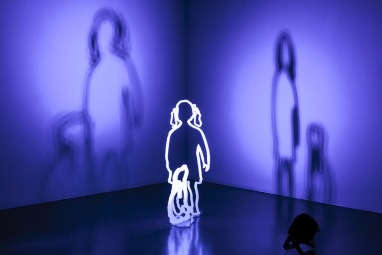 Bambina con cane, Federica Marangoni Biennale di Light Art di Mantova 2020, Palazzo Mantegna