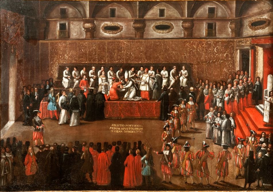 Ignoto pittore romano Lavanda dei piedi, 1716 olio su tela, 119 × 170 cm Villa Lagarina, Palazzo Libera, Museo Diocesano Tridentino © Trento, Museo Diocesano Tridentino