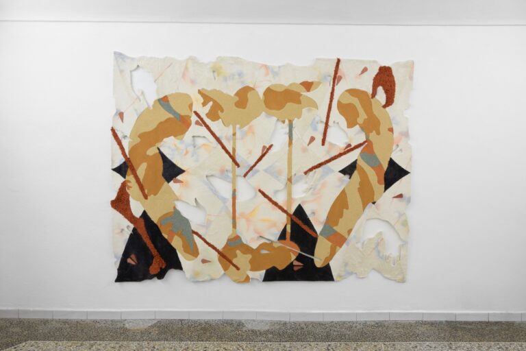 Bea Bonafini, Let it All Out, pastello su tappeto intarsiato, 200x265 cm, 2018. Photo Stefano Mattea