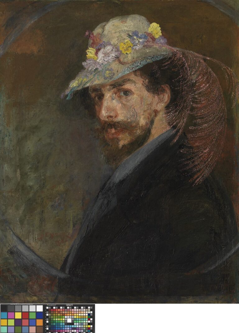 James Ensor, Autoritratto con cappello fiorito, Mu.ZEE. Photo Hugo Maertens