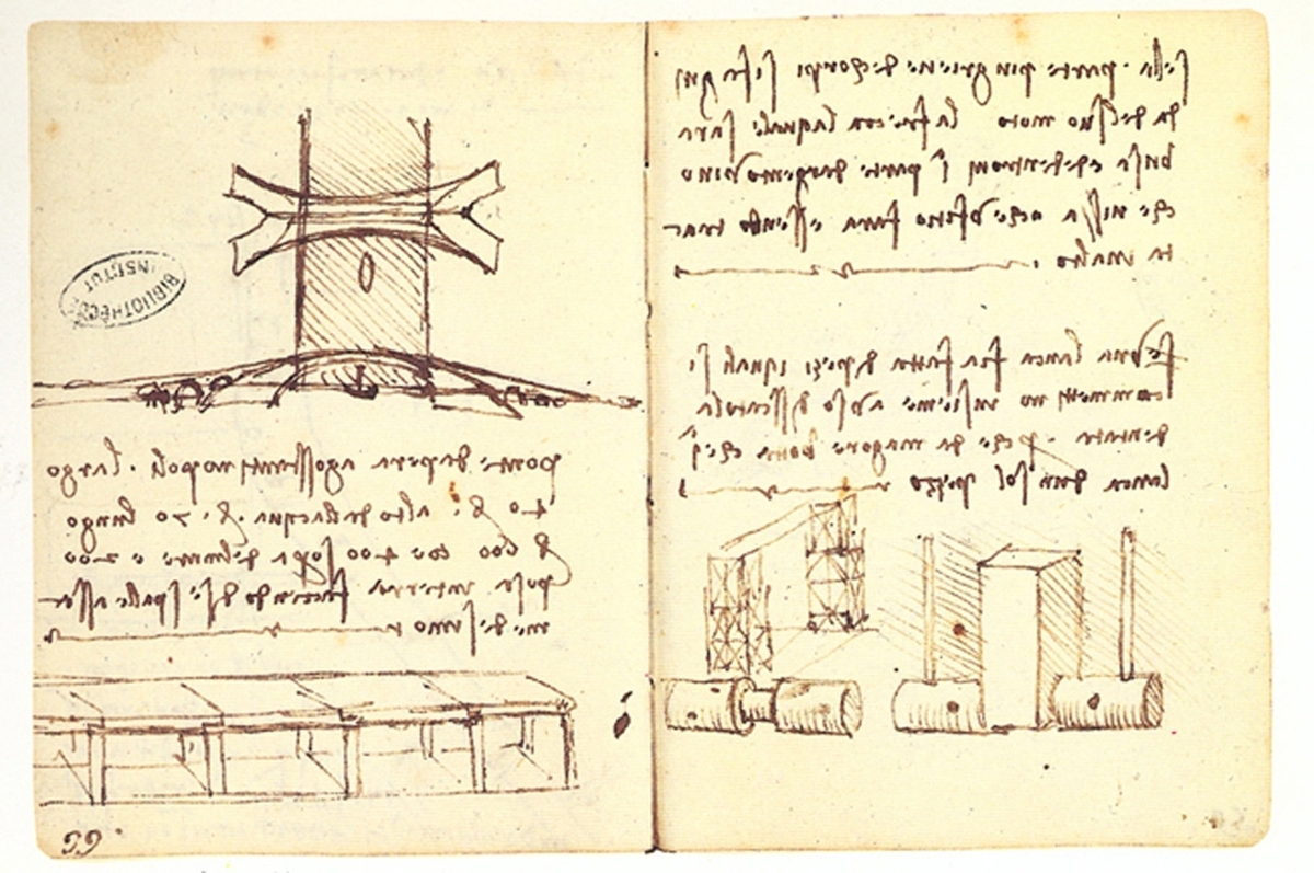 Leonardo da Vinci, Codice L, folio 66 recto. Institut de France, Parigi