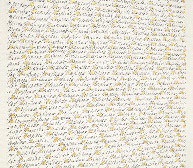 Papier [Paper], 1975 Black ink and gold leaf on paper. Foto di Carlo Favero