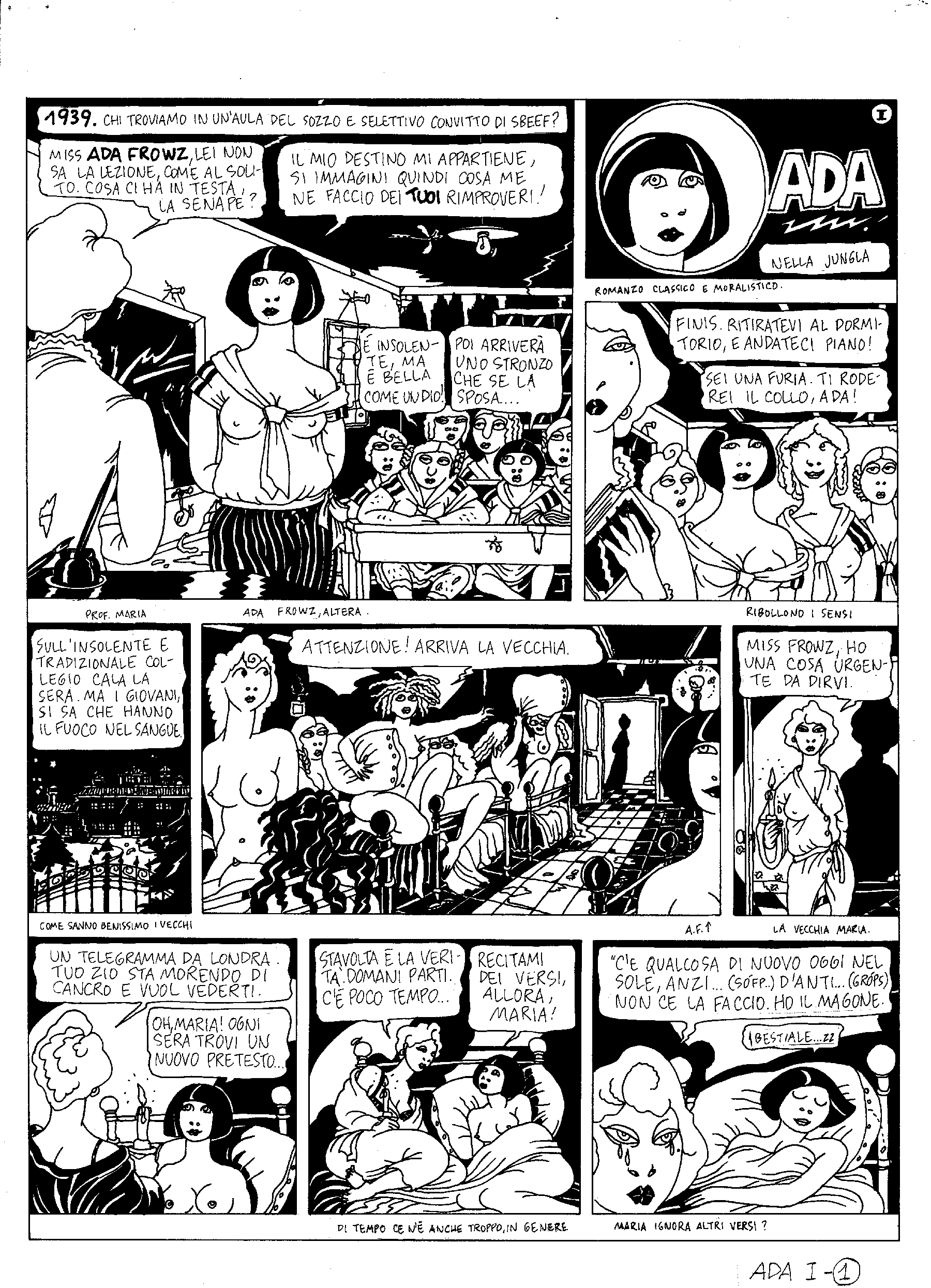 Prima tavola del fumetto Ada nella giungla del 1978. ©ALTAN:QUIPOS