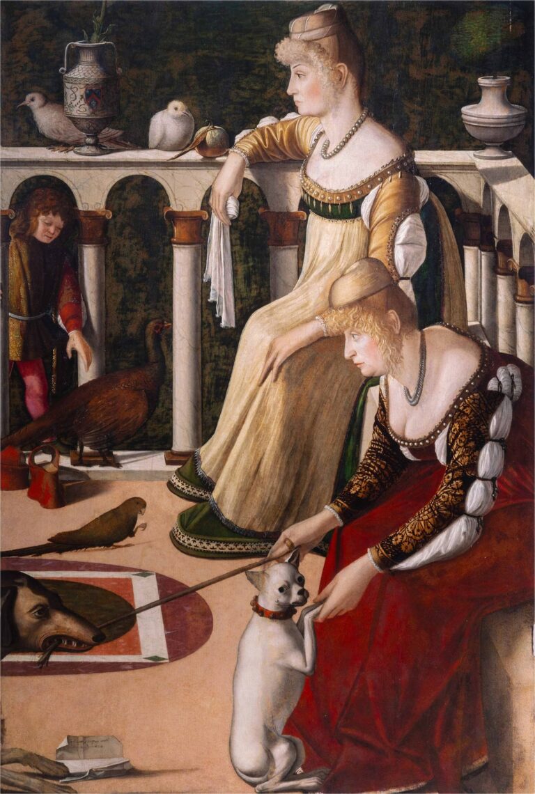 Vittore Carpaccio, Due dame, 1492-94 ca., olio su tavola, cm 94,5x63,5. Venezia, Musei Civici, Museo Correr