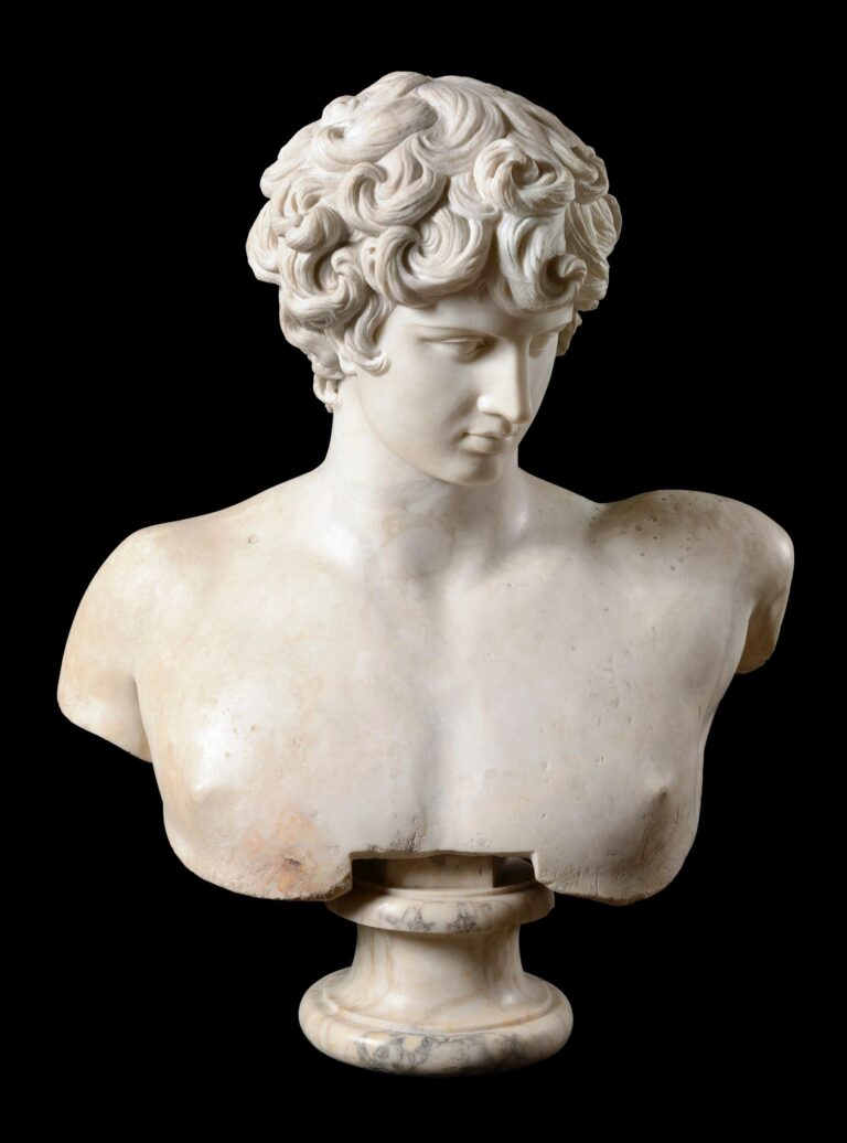 Busto di Antinoo dalla Collezione Boncompagni Ludovisi, nuca e busto II secolo d.C., ritratto XVII secolo. Museo Nazionale Romano, Palazzo Altemos. Photo Stefano Castellani