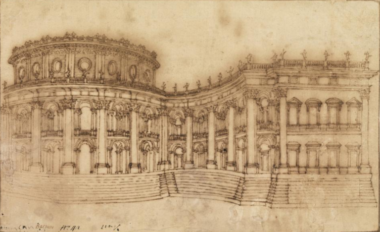 Disegno di Bernini relativo al primo progetto di rifacimento del Louvre, Londra, Courtauld Gallery