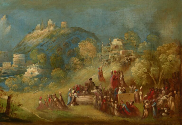 Dosso Dossi, The Trojans building the temple to Venus at Eryx and making offerings at Anchises's grave