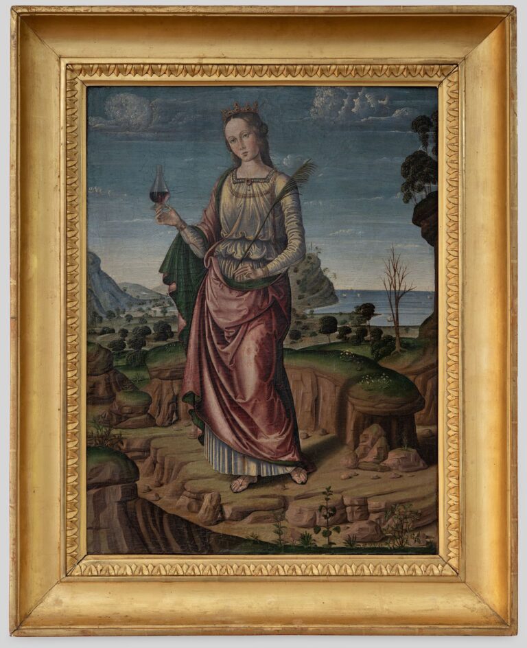 Giovanni Santi, Santa [Regina] martire (Sant'Orsola?), primi anni Novanta del XV secolo, tempera su tavola, Urbino, Galleria Nazionale delle Marche