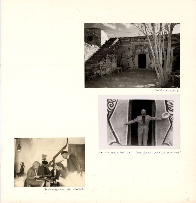 Gli Arp a Ein Hod, da una pagina dell'album del viaggio in Oriente, Pasqua 1960. Credits Archivio Fondazione Marguerite Arp, Locarno