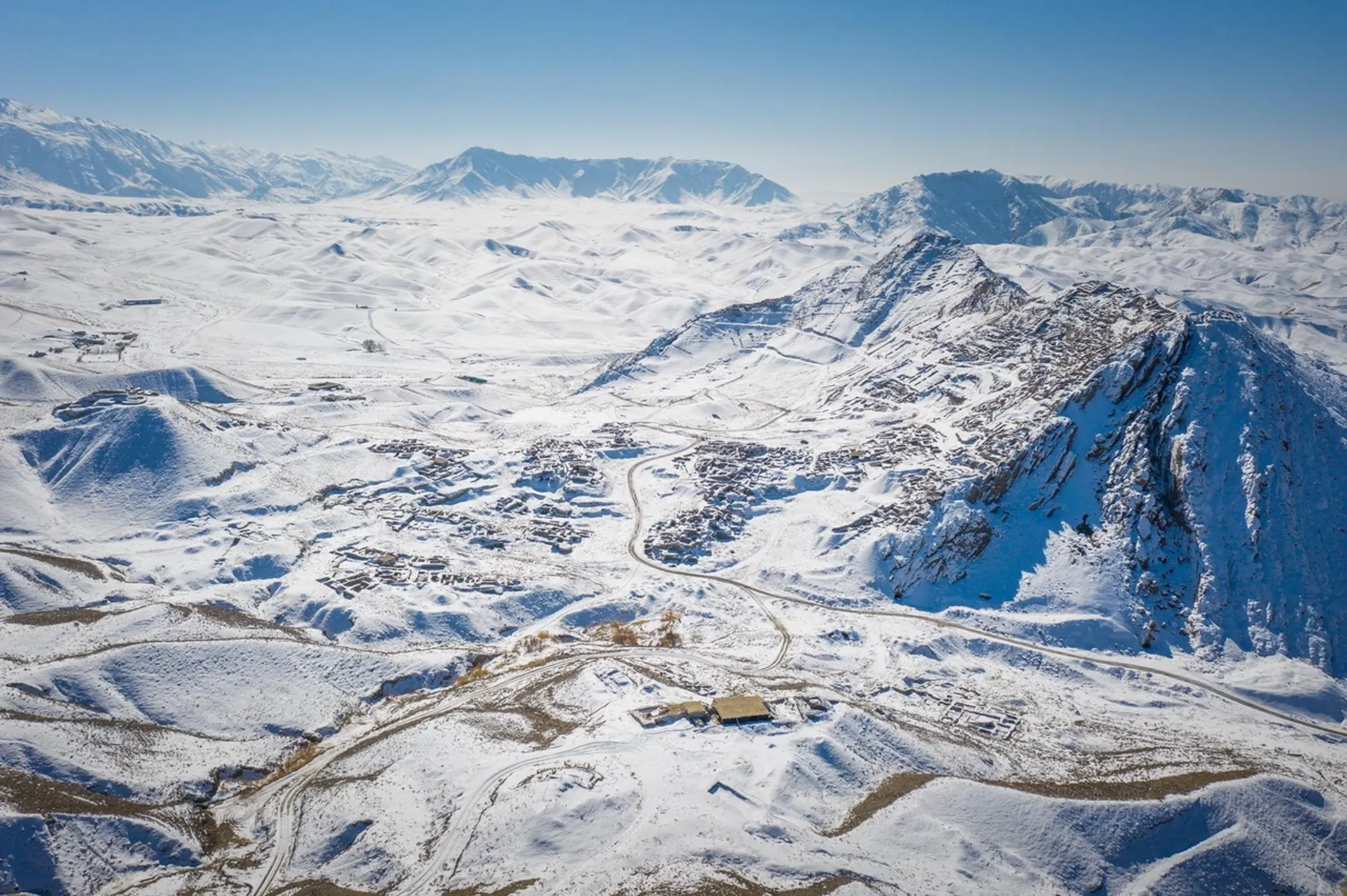 Il sito di Mes Aynak sotto la neve a gennaio 2023 © AKTC
