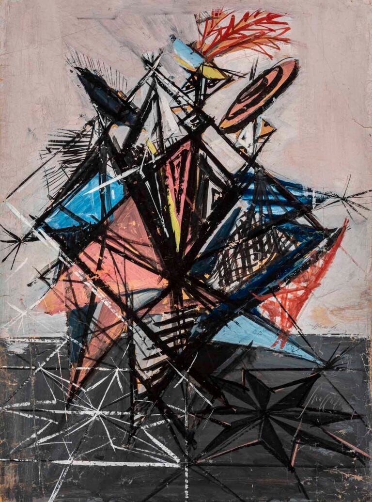 Luigi Spazzapan, Figure geometriche, 1949, tempera su carta. Collezione Giletti