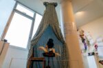 Poets In Vogue, National Poetry Library, Southbank Centre. Installation of Dame Edith Sitwell's dress. Credit Pete Woodhead.
