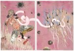 Wangechi Mutu, Yo Mama, 2003. Ink, mica flakes, acrylic, pressure sensitive film, cut and pasted printed paper, and painted paper on paper, diptych, 150.2 × 215.9 cm