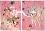 Wangechi Mutu, Yo Mama, 2003. Ink, mica flakes, acrylic, pressure sensitive film, cut and pasted printed paper, and painted paper on paper, diptych, 150.2 × 215.9 cm