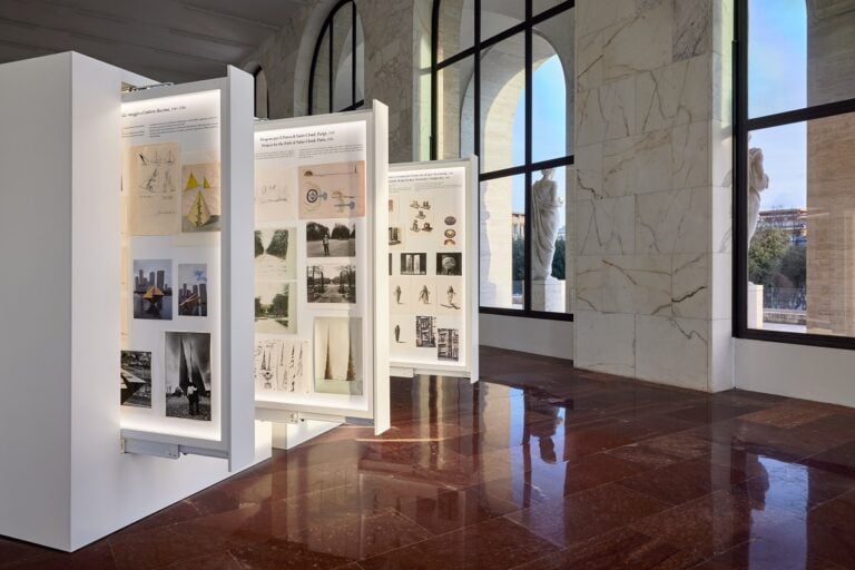 Arnaldo Pomodoro, materiali d'archivio, exhibition view at Palazzo della Civiltà Italiana, Roma, 2023