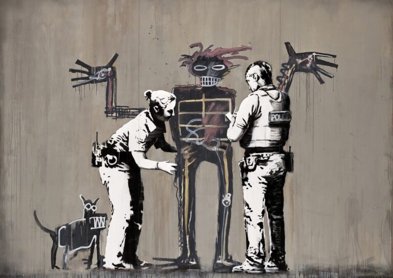 Banksy, Banksquiat. Boy and Dog in Stop and Search, 2018. Courtesy of Phillips
