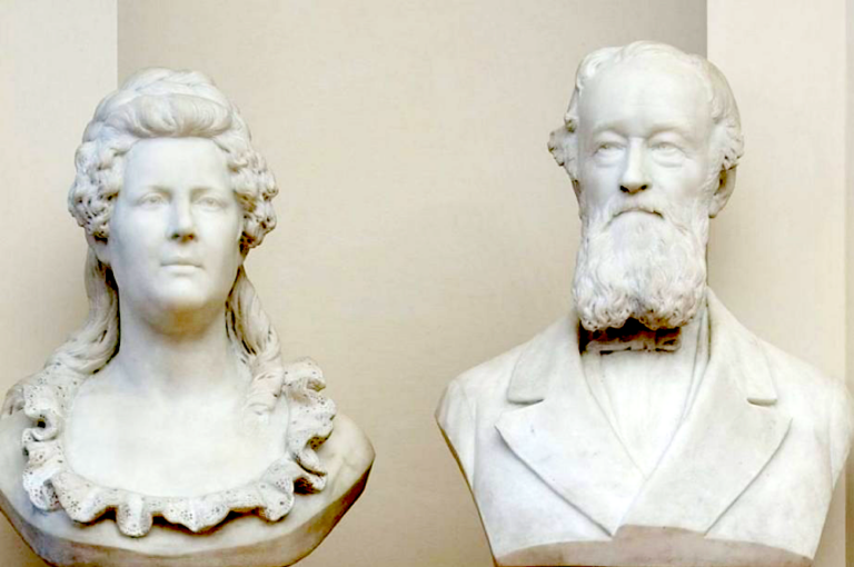 Germania. Villa Hügel. Bertha e Alfred Krupp, busti di Carl Schuler, 1879-80