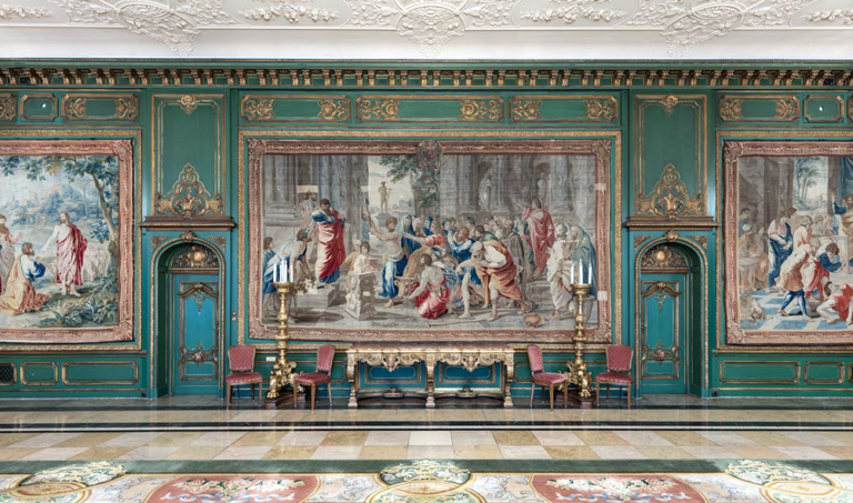 Germania. Villa Hügel. Garden hall in stile Louis XIV con gli arazzi della serie Scene dagli Atti degli Apostoli