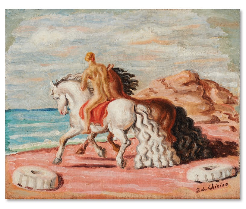 Giorgio de Chirico, Cavaliere sulla spiaggia (1929). Courtesy: Il Ponte Casa d’Aste