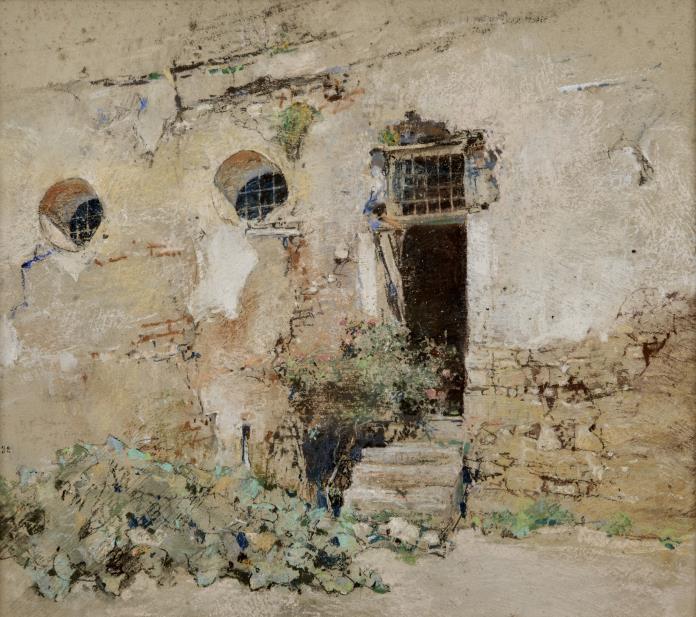 Giuseppe Casciaro, Porta con grata 1932, pastelli su carta, cm 44x49, collezione Signum, Lecce