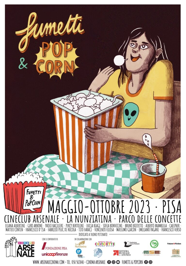 Il manifesto di Fumetti e Popcorn 2023, disegnato da Eliana Albertini